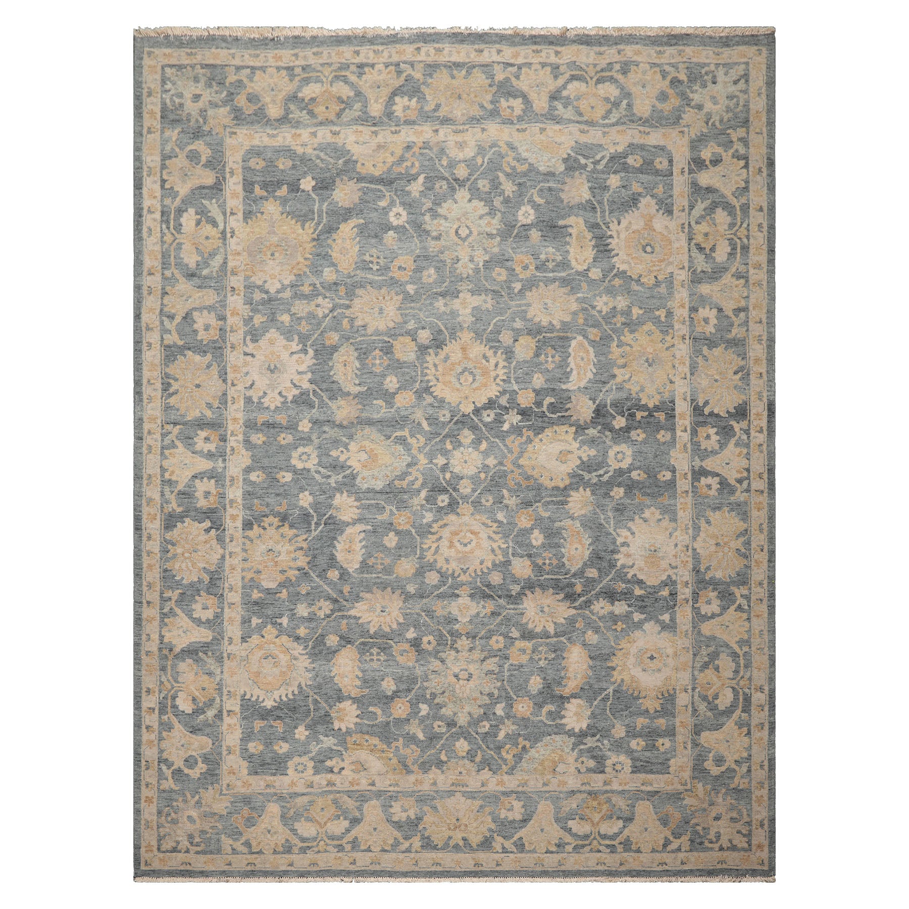 Juvencio LoomBloom Hand Knotted Wool Oriental Rug Traditional Oushak Slate 9'x12'