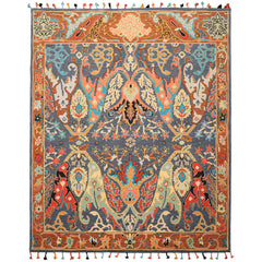 Multi Size Blue Caramel Orange Color Hand Tufted Handmade Boho Wool Arts & Crafts Oriental Rug