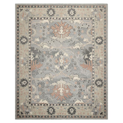 Multi Size Gray Cream Rust Color Hand Hooked Handmade Wool Transitional Oriental Rug