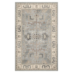 5x8 Slate, Gray, Ivory Color Hand Hooked Handmade Wool Transitional Oriental Rug