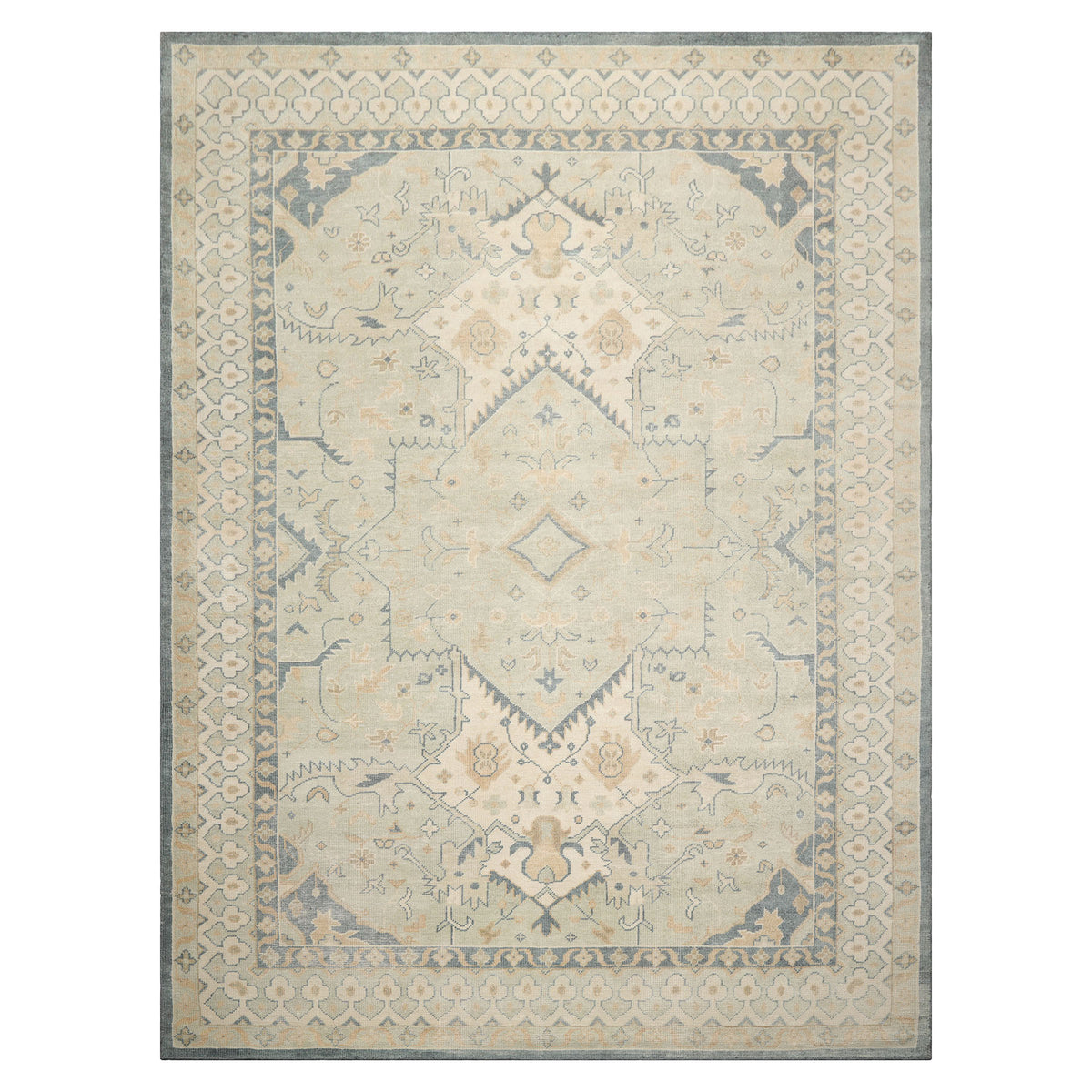 LoomBloom Multi Size Mint Wool Hand Knotted Oushak Traditional Oriental Rug