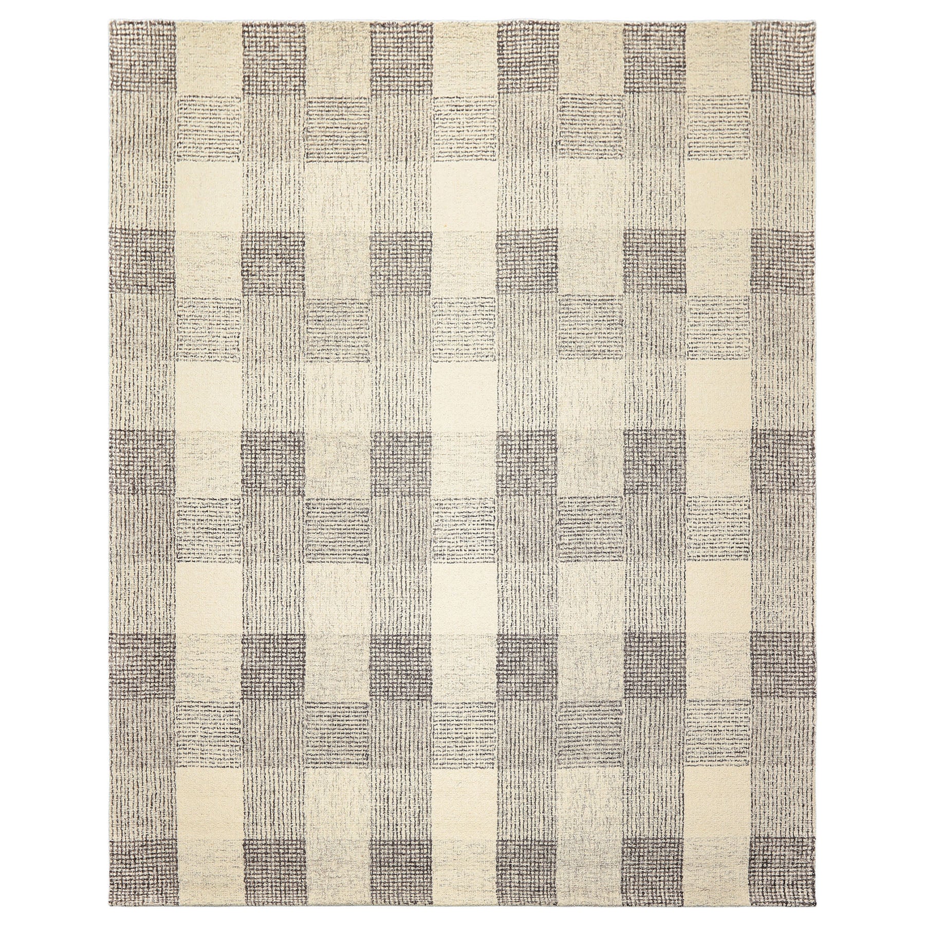 Multi Size Cream Charcoal Gray Color Hand Hooked  Wool Contemporary Oriental Rug