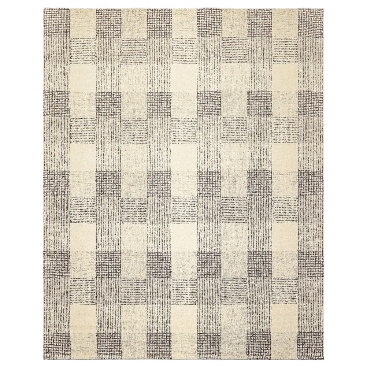 Multi Size Cream Charcoal Gray Color Hand Hooked  Wool Contemporary Oriental Rug