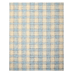 Multi Size Ivory Aqua Charcoal Color Hand Hooked  Wool Contemporary Oriental Rug