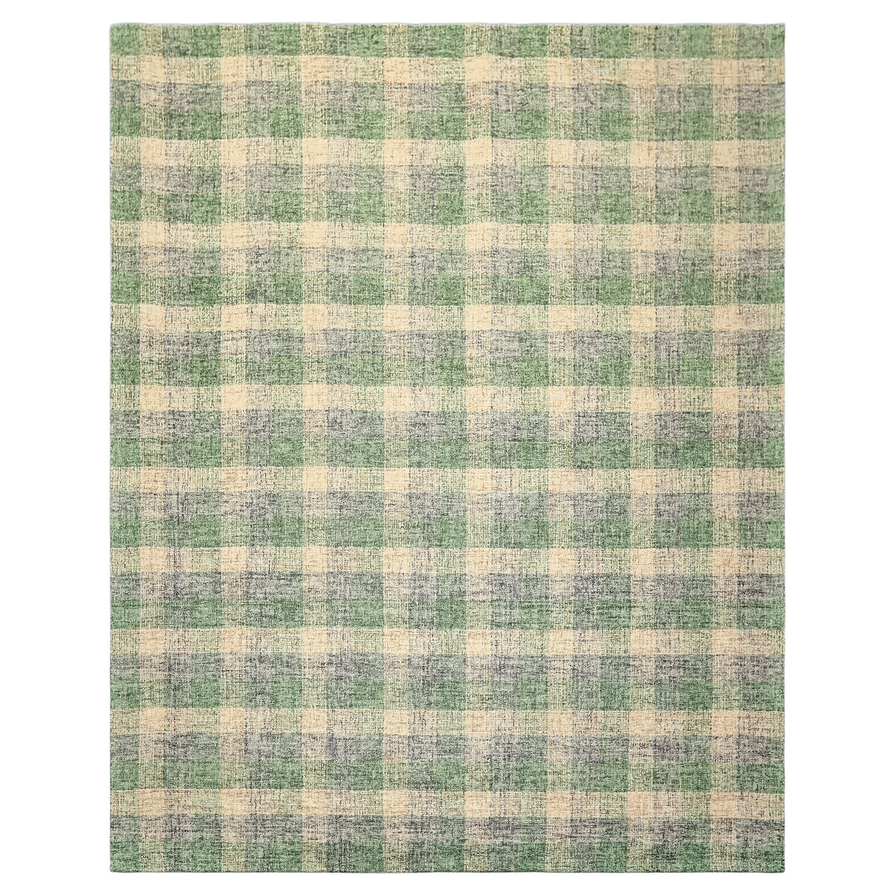 Multi Size Ivory Green Gray Color Hand Hooked  Wool Contemporary Oriental Rug