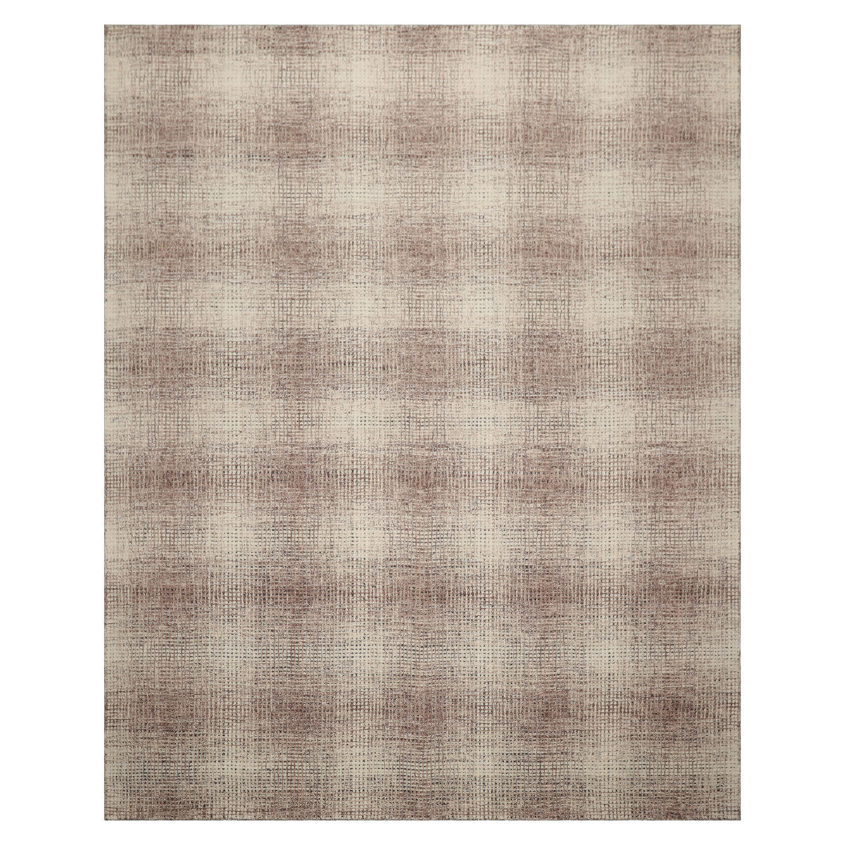 LoomBloom Multi Size Ivory Hand Hooked Wool Rug Featuring a Contemporary Plaid Style
