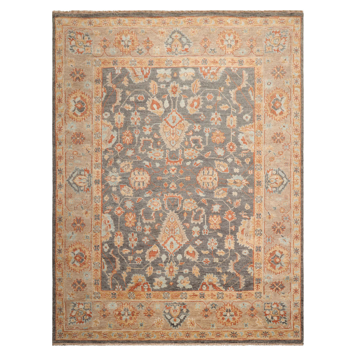9x12 Slate Taupe Beige Color Hand Knotted  Wool Traditional Oriental Rug