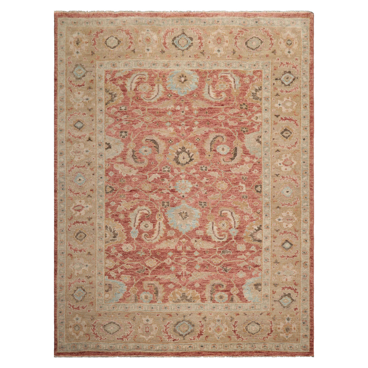 9x12 Rust Moss Beige Color Hand Knotted  Wool Traditional Oriental Rug
