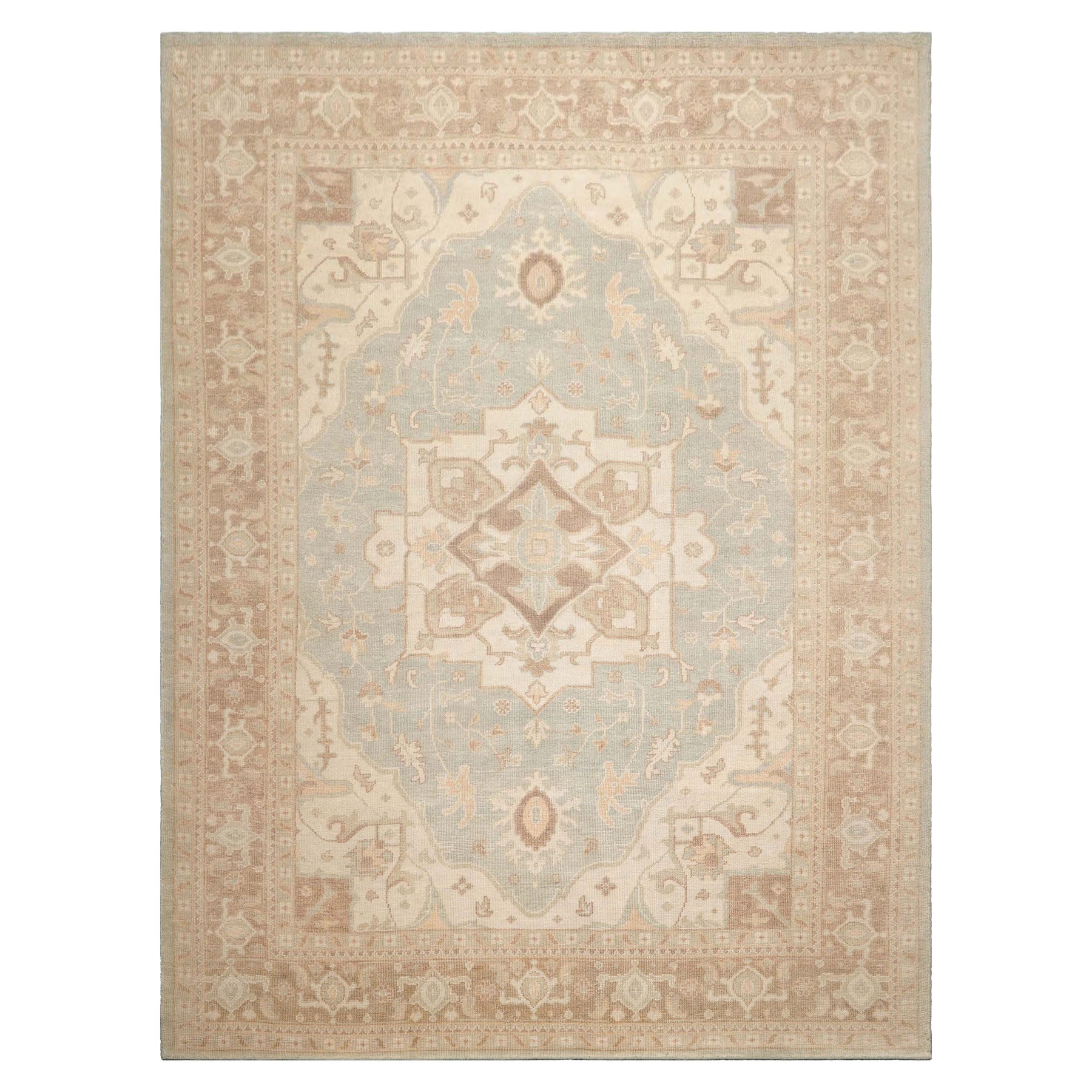 9x12 Sage Beige Tan Color Hand Knotted  Wool Traditional Oriental Rug