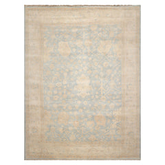 9x12 Light Blue Beige Tan Color Hand Knotted  Wool Traditional Oriental Rug