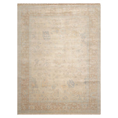 9x12 Beige Tan Aqua Color Hand Knotted  Wool Traditional Oriental Rug