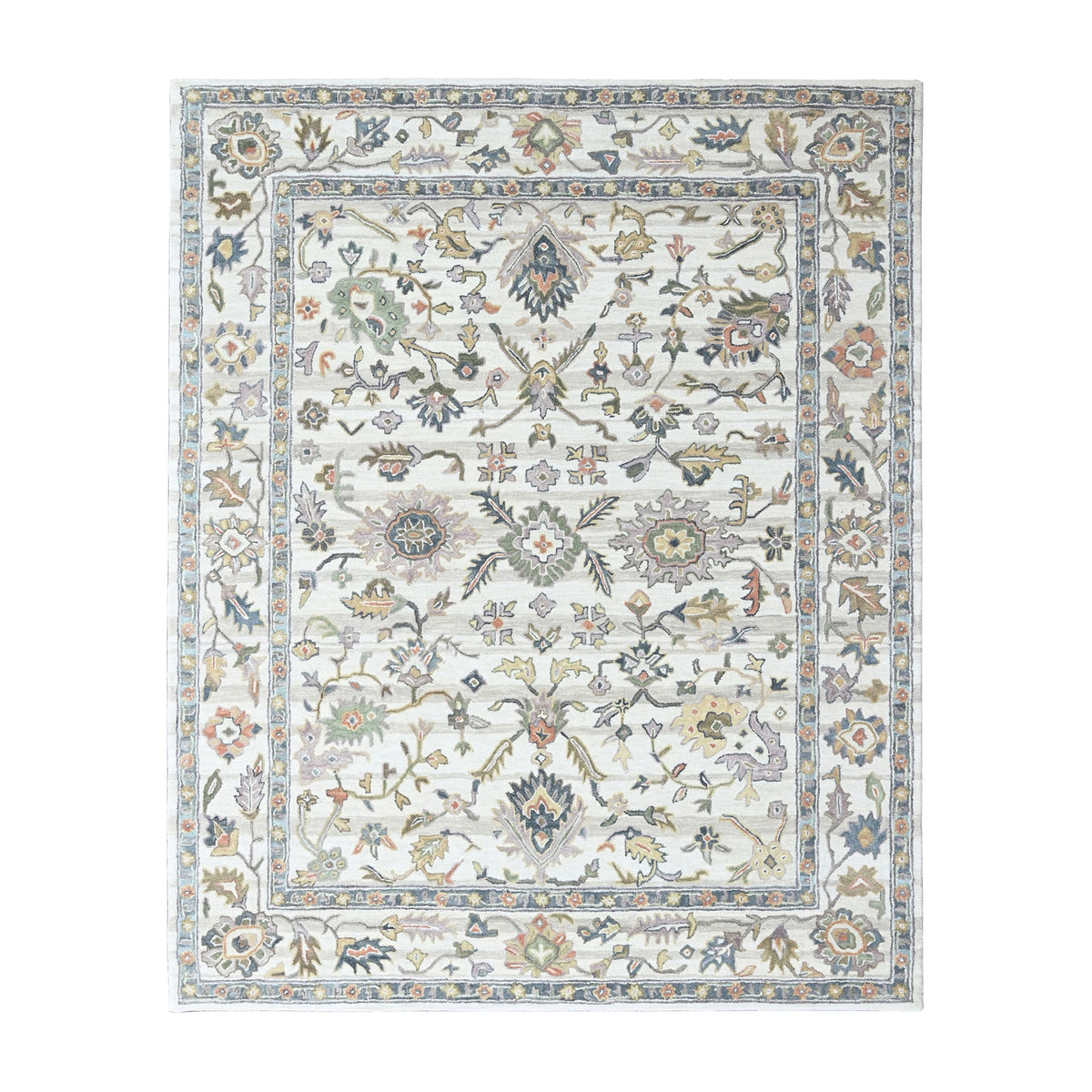 Multi Size Ivory Gray Blue Color Hand Tufted Handmade Wool Modern & Contemporary Oriental Rug