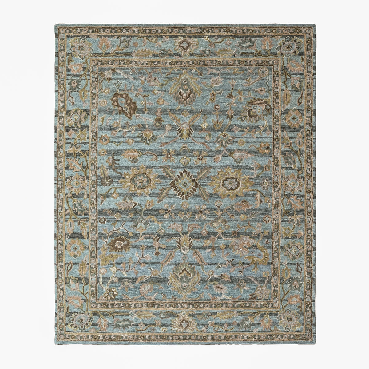 loomBloom Aqua Multi Size Hand Tufted Wool Floral Modern & Contemporary Oriental Area Rug