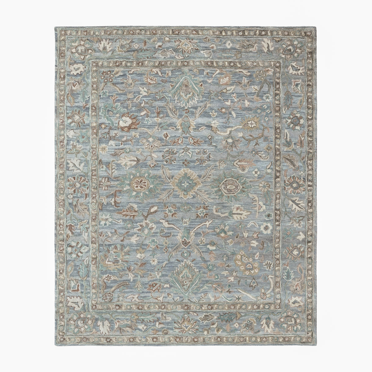 loomBloom Sky Blue Multi Size Hand Tufted Wool Floral Modern & Contemporary Oriental Area Rug