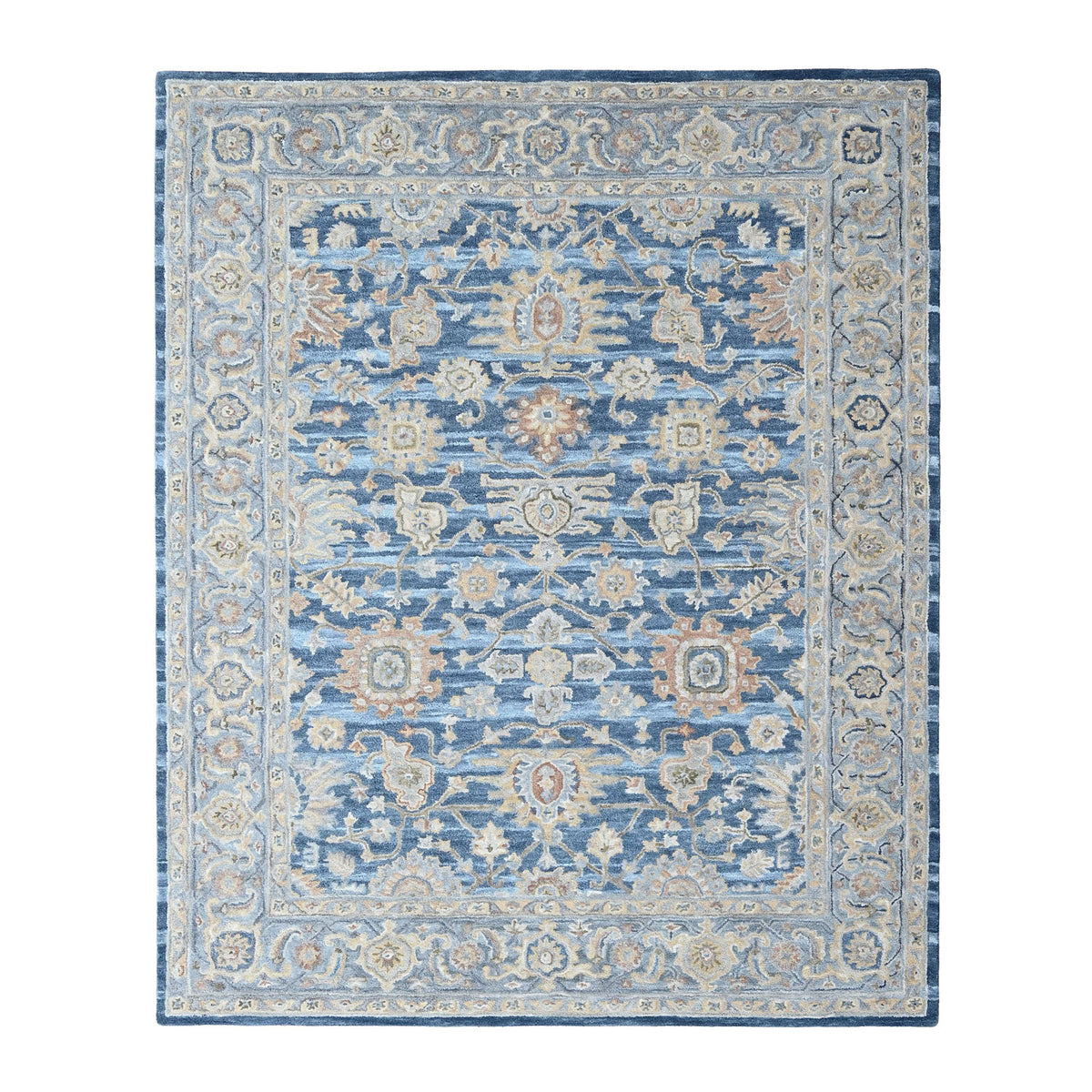 Multi Size Blue Beige Burnt Orange Color Hand Tufted Handmade Wool Modern & Contemporary Oriental Rug