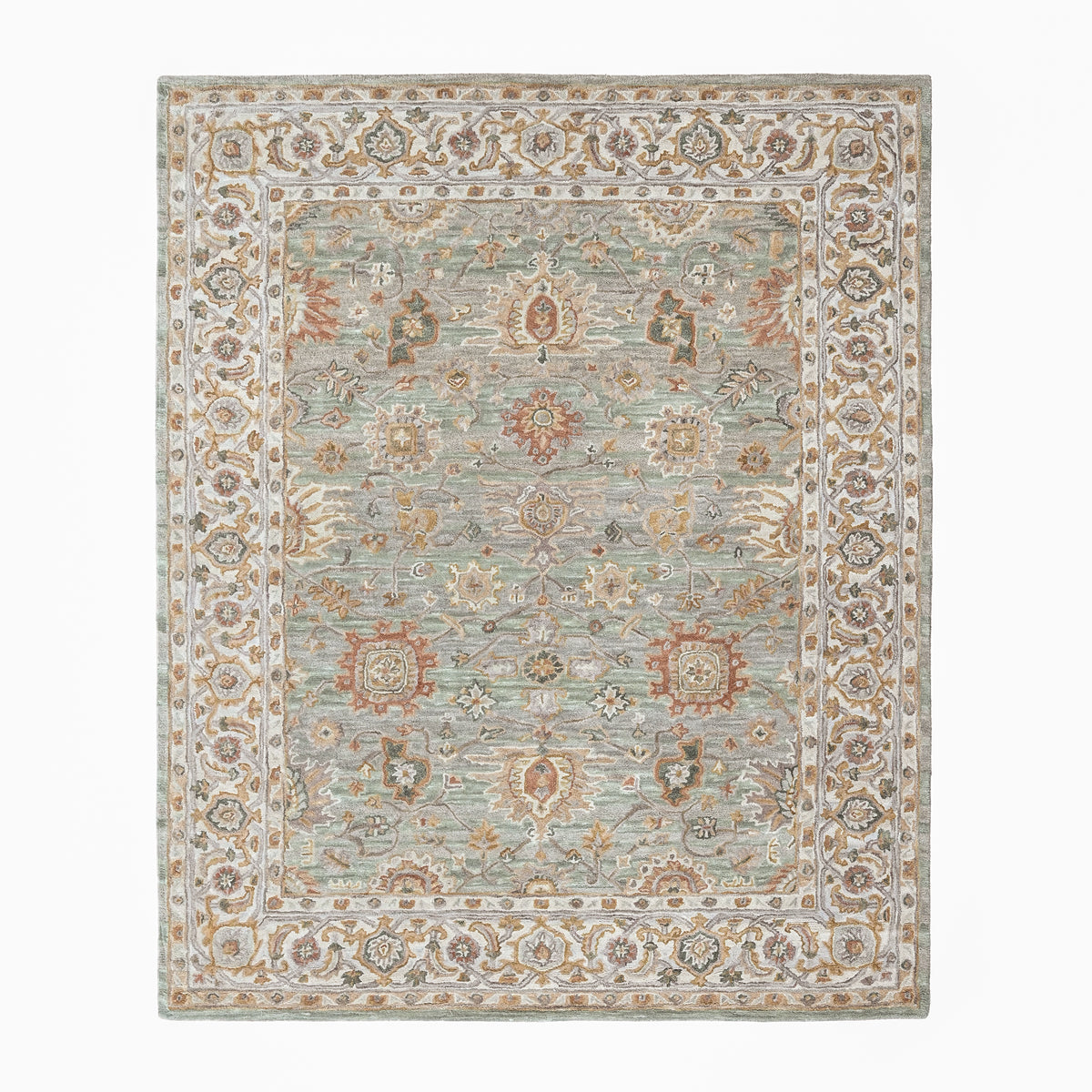 loomBloom Mint Green Multi Size Hand Tufted Wool Floral Modern & Contemporary Oriental Area Rug