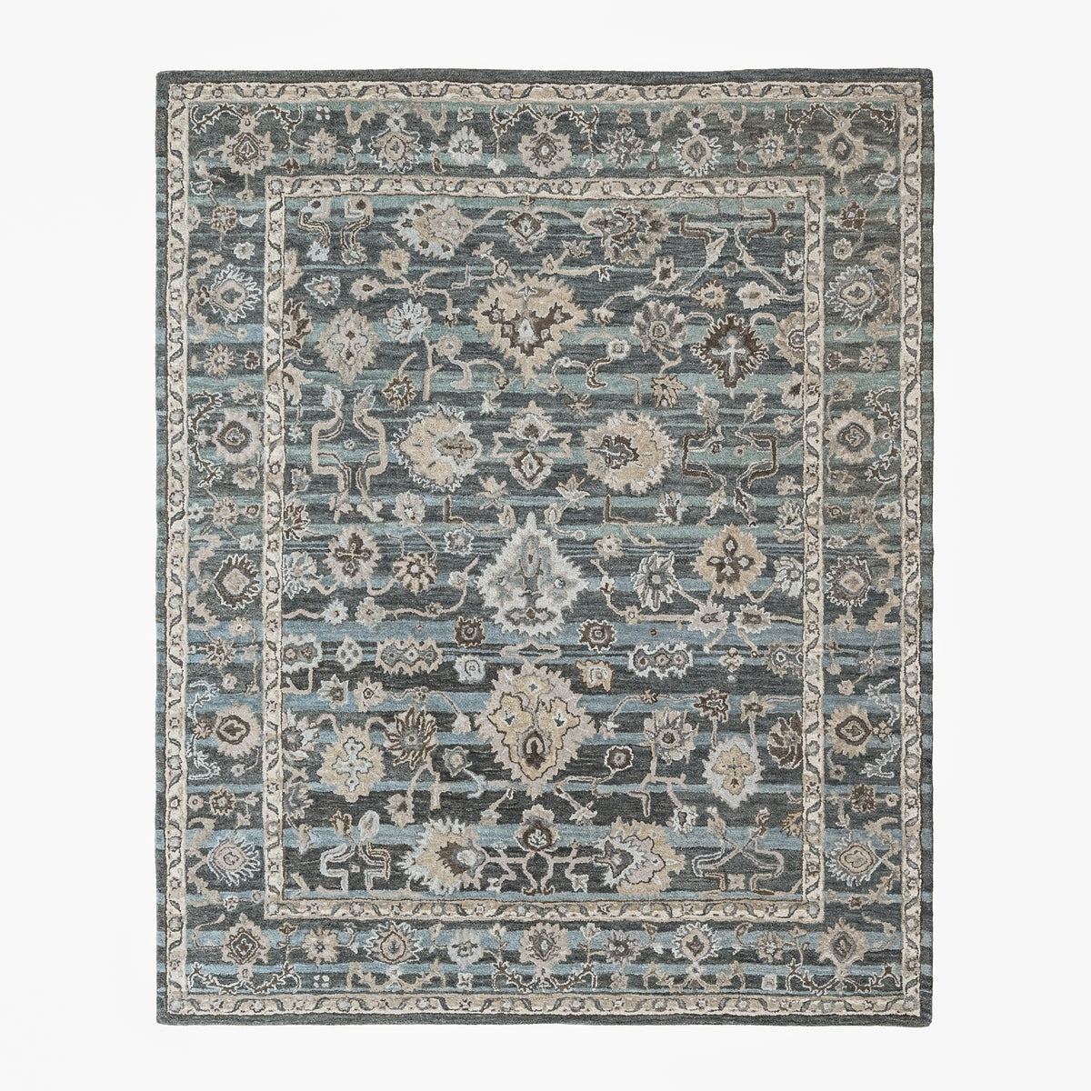 loomBloom Blue 8'x10' Hand Tufted Wool Floral Modern & Contemporary Oriental Area Rug