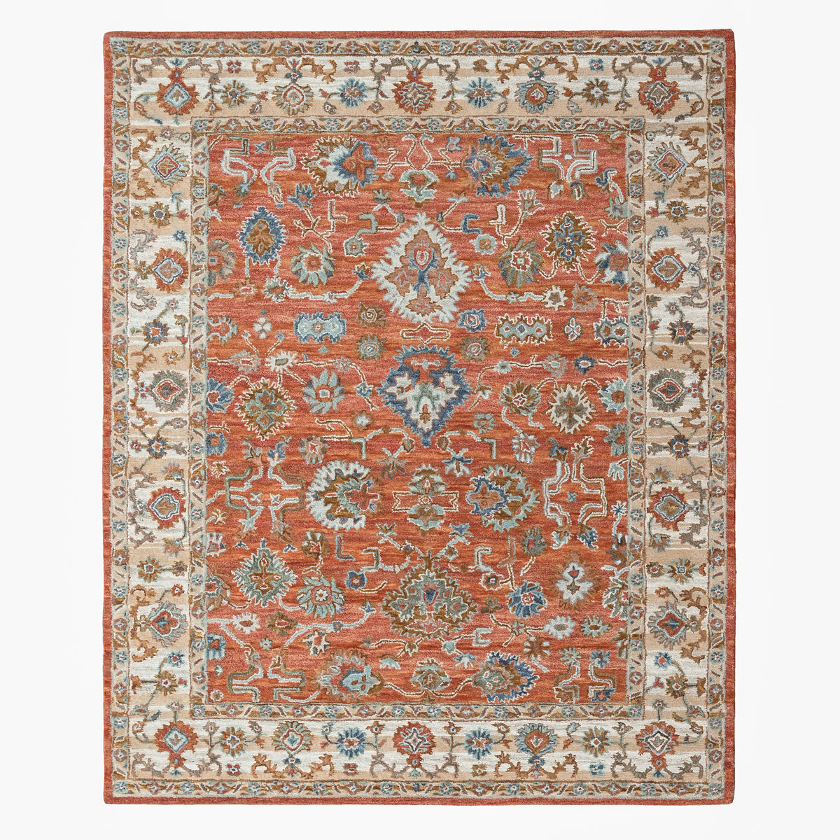 loomBloom Rust 8'x10' Hand Tufted Wool Floral Modern & Contemporary Oriental Area Rug