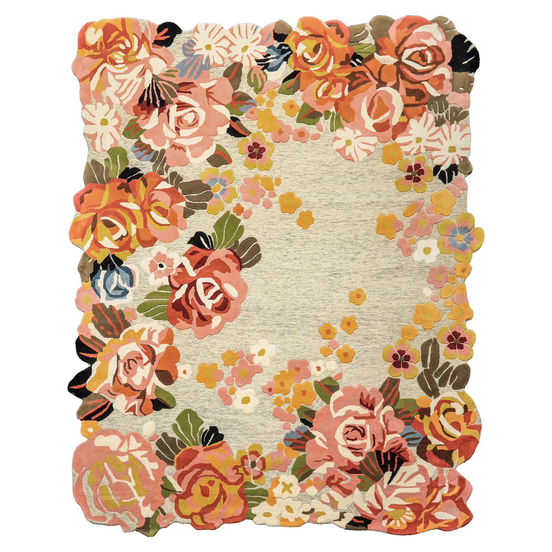 8x10 Mint, Blush, Gold Color Hand Tufted Irregular Rug Wool Modern & Contemporary Oriental Rug