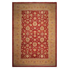 LoomBloom 12'5''x18' Rusty Red Hand Knotted Wool Traditional Peshawar Rug - 200 KPSI
