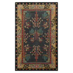 LoomBloom Multi Size Graphite Wool Hand Tufted Donegal Arts & Crafts Oriental Rug