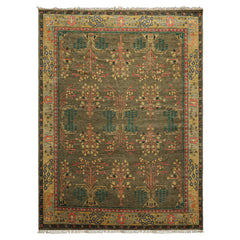 LoomBloom Multi Size Green Wool Hand Knotted Donegal Arts & Crafts Oriental Rug