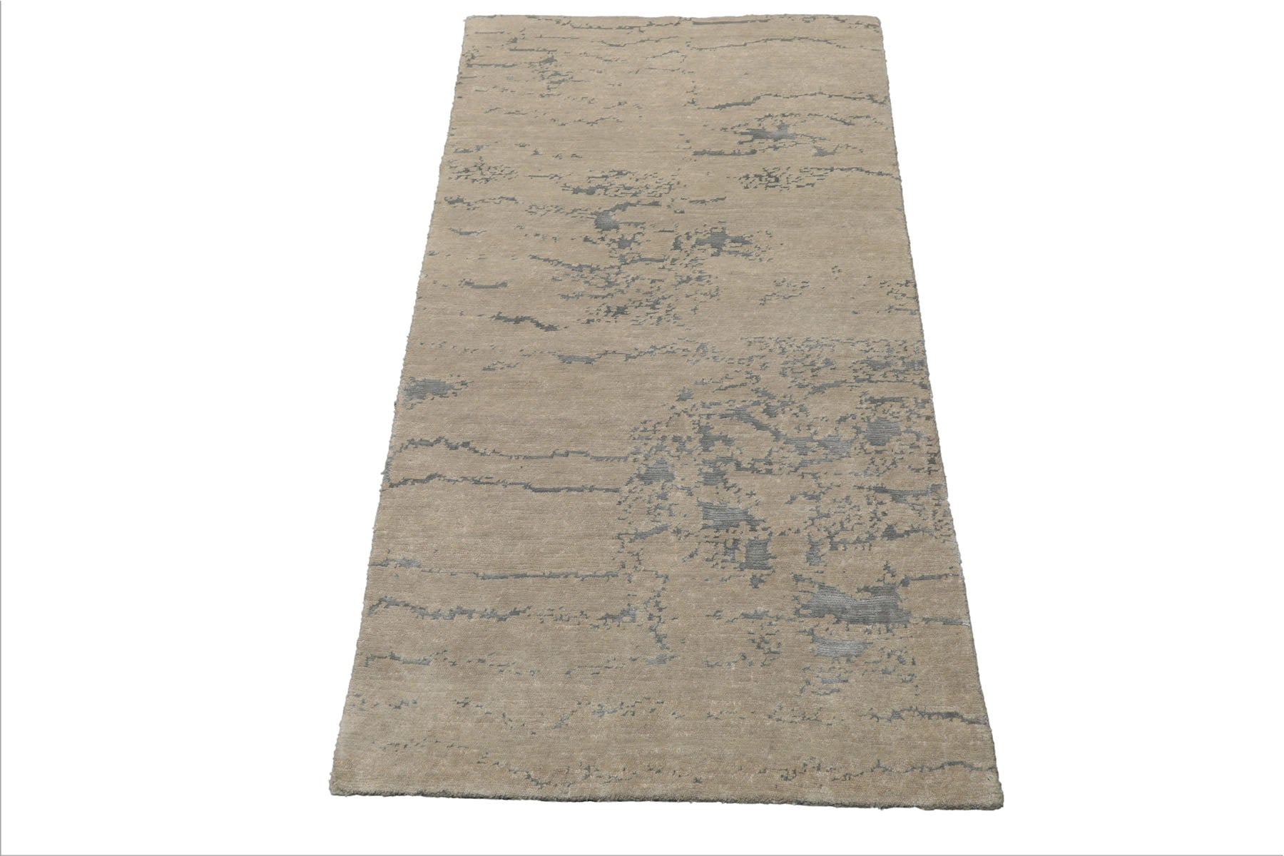 3x5 Gray, Tone on Tone Gray, Color Hand Knotted Tibetan Wool and Silk Modern & Contemporary Oriental Rug
