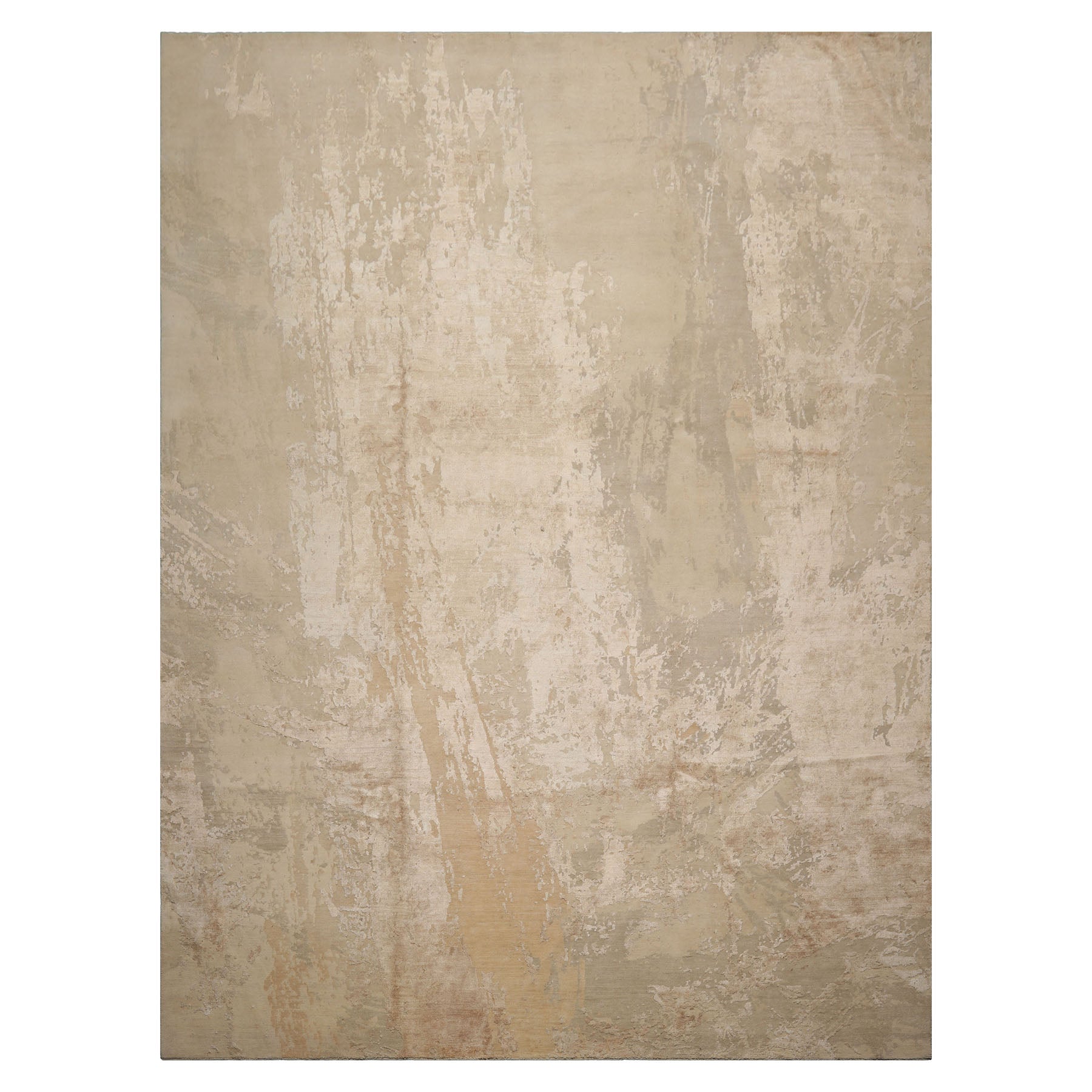 9x12 Beige, Gray, Taupe Color Hand Knotted Sherpa Wool and Silk Modern Oriental Rug