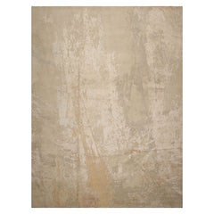 9x12 Beige, Gray, Taupe Color Hand Knotted Sherpa Wool and Silk Modern Oriental Rug