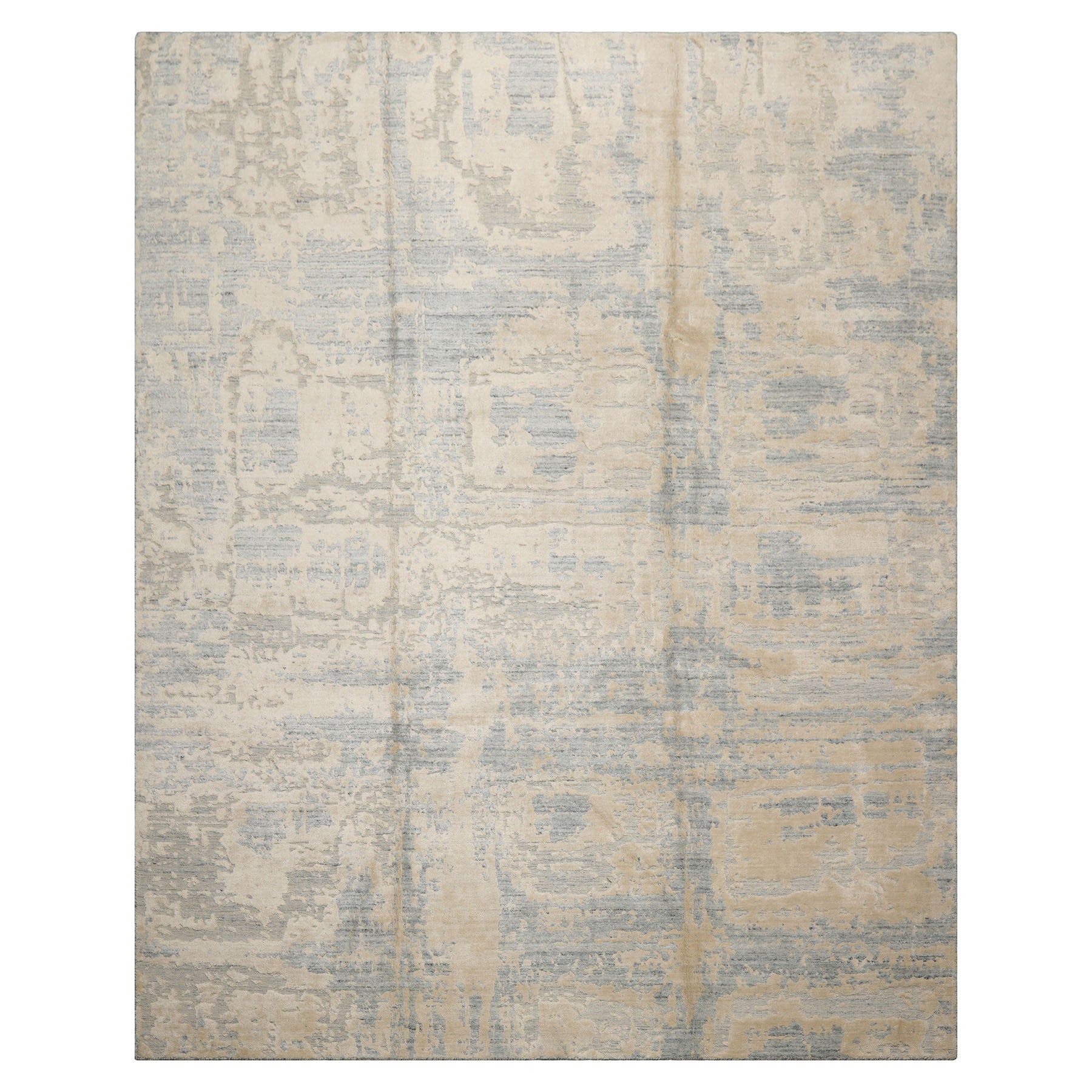 8x10 Ivory, Beige, Slate Color Hand Loomed Sherpa Wool and Silk Modern Oriental Rug