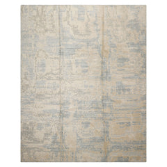 8x10 Ivory, Beige, Slate Color Hand Loomed Sherpa Wool and Silk Modern Oriental Rug