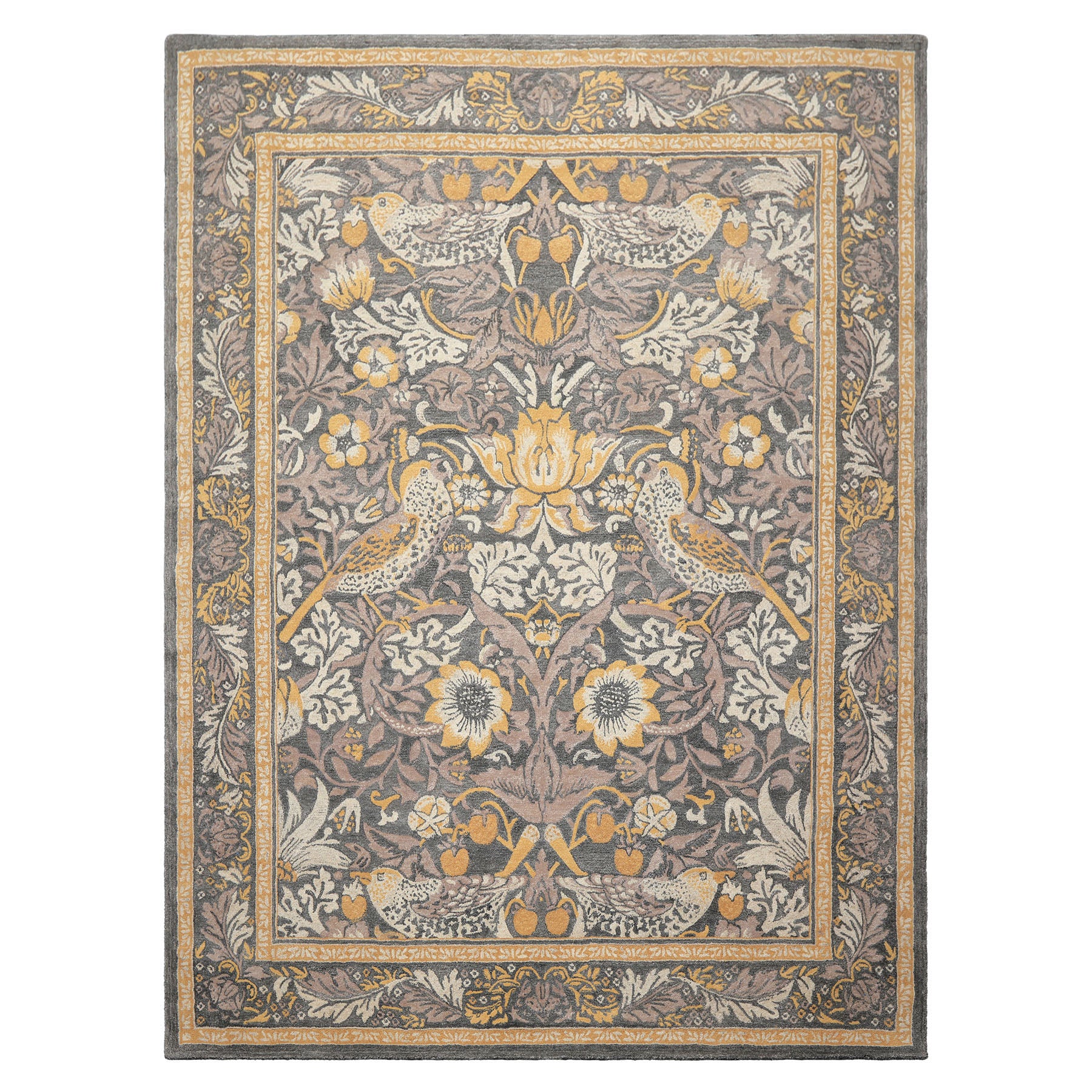 Multi Size Gray Beige Taupe Color Hand Hooked William Morris Wool Traditional Oriental Rug