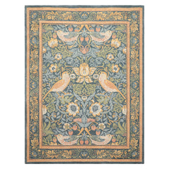 Multi Size Teal Aqua Peach Color Hand Hooked William Morris Wool Traditional Oriental Rug
