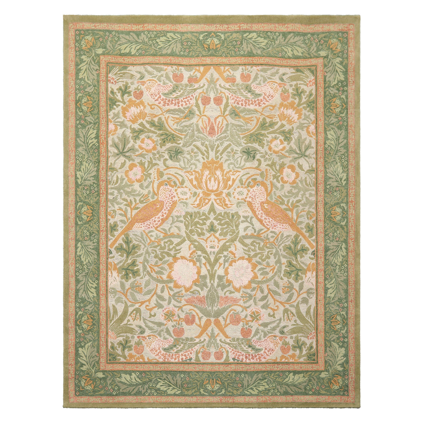 Multi Size Beige Gray Sage Color Hand Hooked William Morris Wool Traditional Oriental Rug