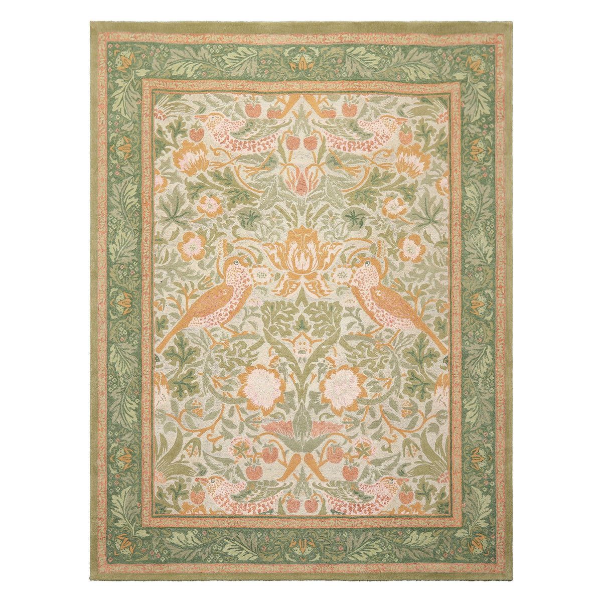 Multi Size Beige Gray Sage Color Hand Hooked William Morris Wool Traditional Oriental Rug