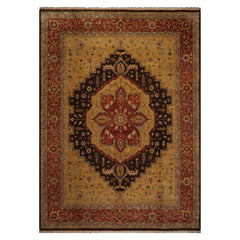 10x14 Gold, Rust, Chocolate Color Hand Knotted Peshawar Wool Traditional Oriental Rug