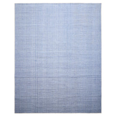 Multi Size Tone on Tone Blue Color Hand Loomed Berber Wool Contemporary Oriental Rug