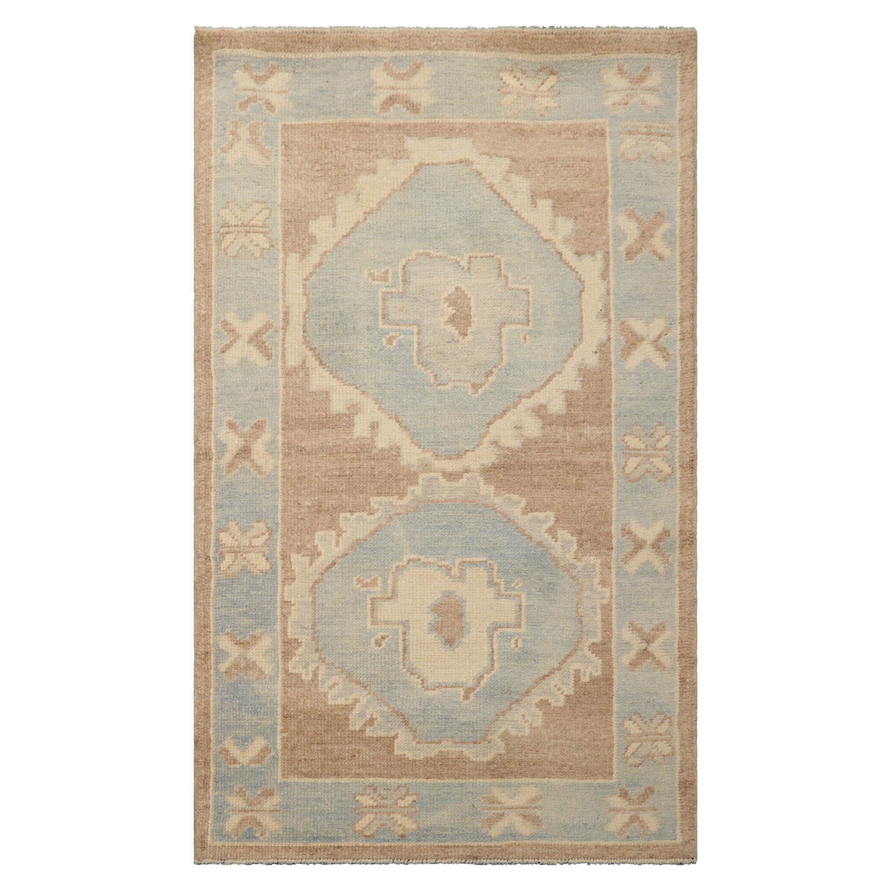 3x5 Camel, Ivory, Aqua Color Hand Knotted Turkish Wool Arts & Crafts/Mission Oriental Rug