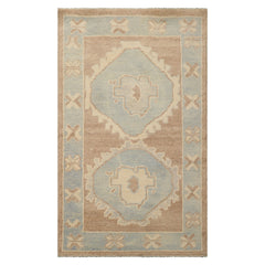 3x5 Camel, Ivory, Aqua Color Hand Knotted Turkish Wool Arts & Crafts/Mission Oriental Rug