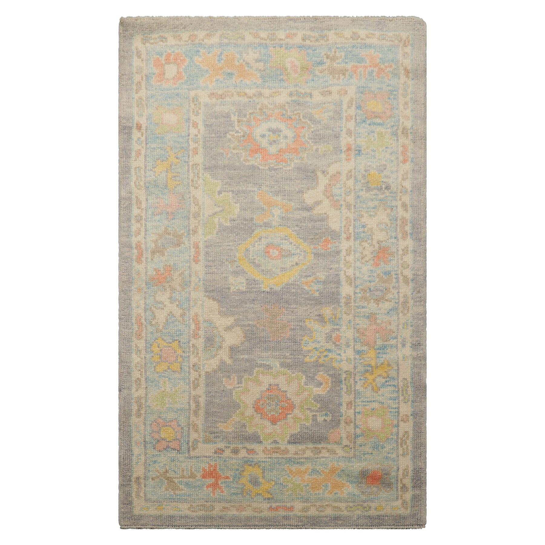 3x5 Aubergine, Ivory, Gold Color Hand Knotted Turkish Wool Arts & Crafts/Mission Oriental Rug