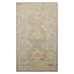 3x5 Aubergine, Ivory, Gold Color Hand Knotted Turkish Wool Arts & Crafts/Mission Oriental Rug