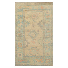 3x5 Beige, Aqua, Peach Color Hand Knotted Turkish Wool Arts & Crafts/Mission Oriental Rug