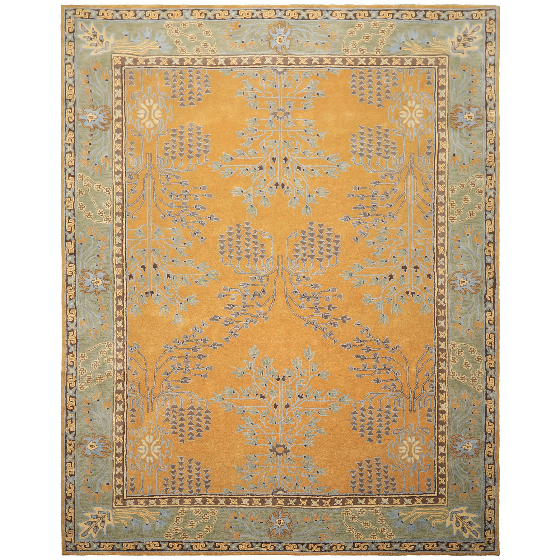 Multi Size Gold Brown Taupe Color Hand Tufted Donegal Wool Arts & Crafts/Mission Oriental Rug