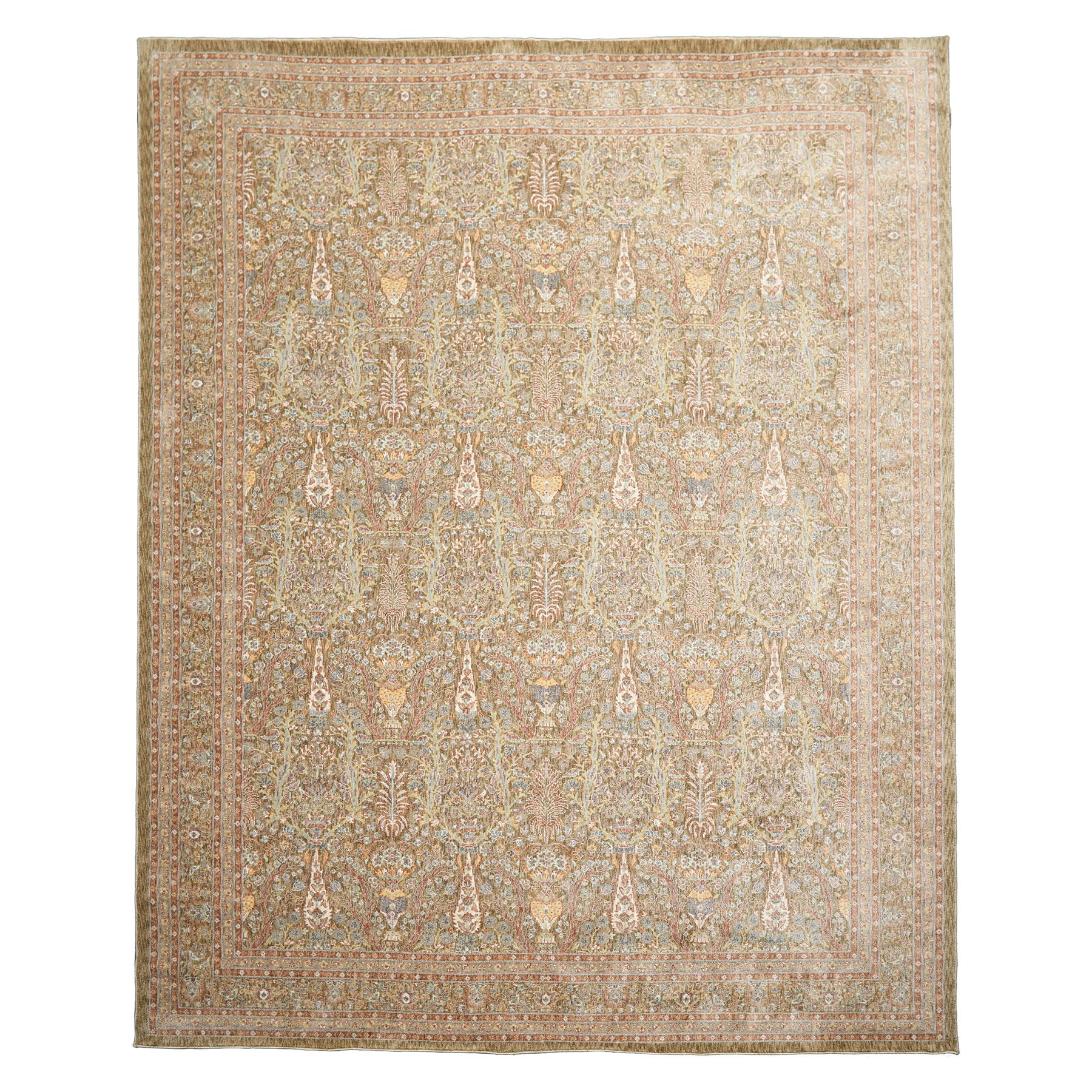 Multi Size Pistachio Ivory Aqua Color Machine Made Persian Polypropylene Traditional Oriental Rug