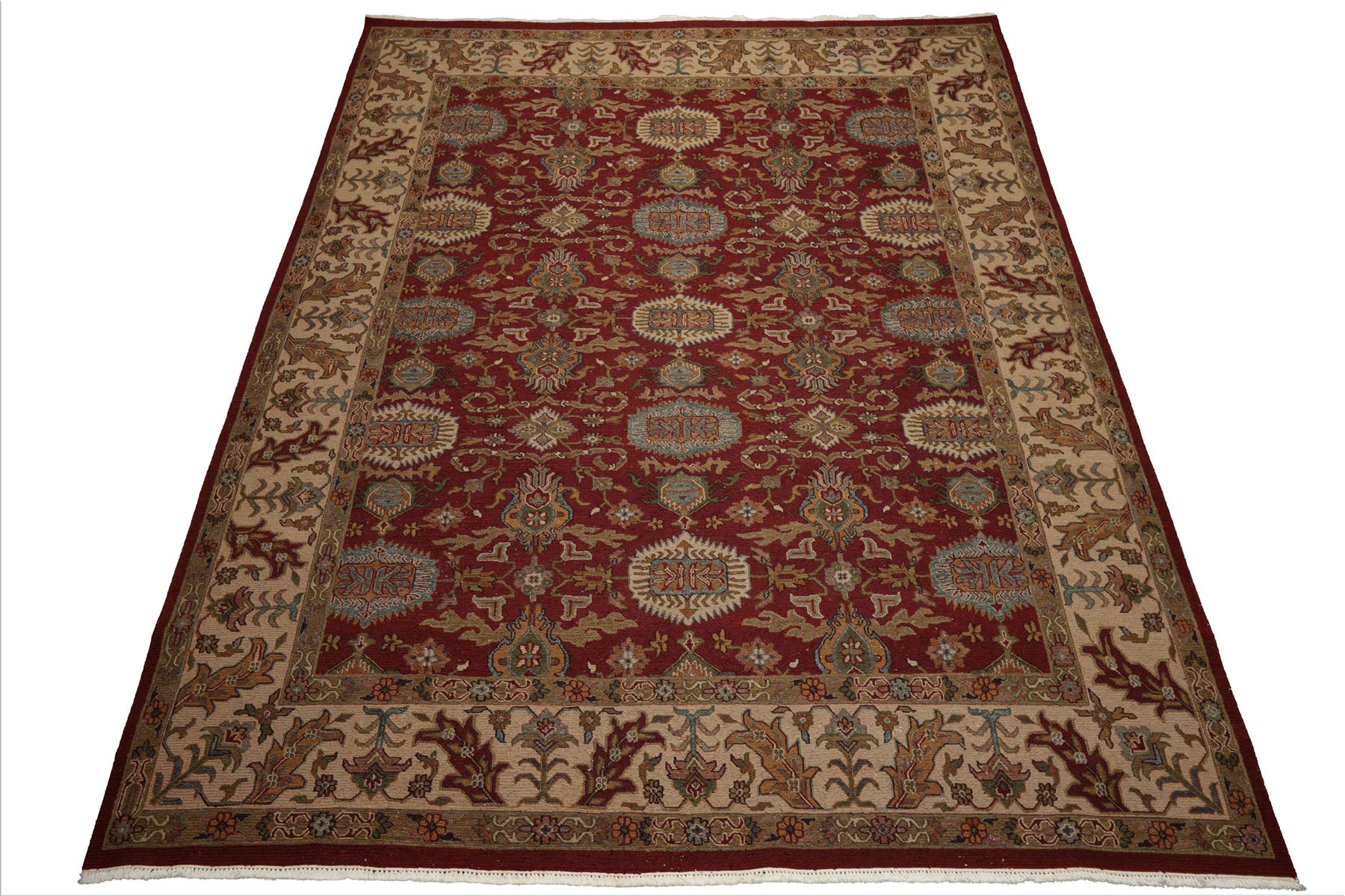 9x12 Rust, Beige, Sage Color Hand Knotted Soumak Flatweave Wool Traditional Oriental Rug