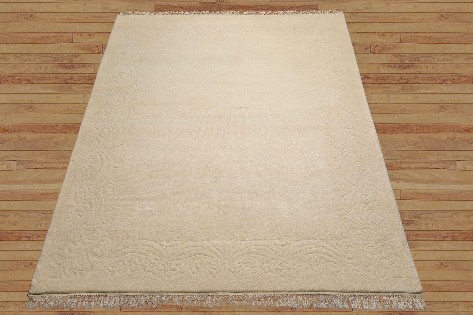 8x10 Ivory, , Color Hand Knotted French Aubusson Savonnerie Wool Traditional  Oriental Rug