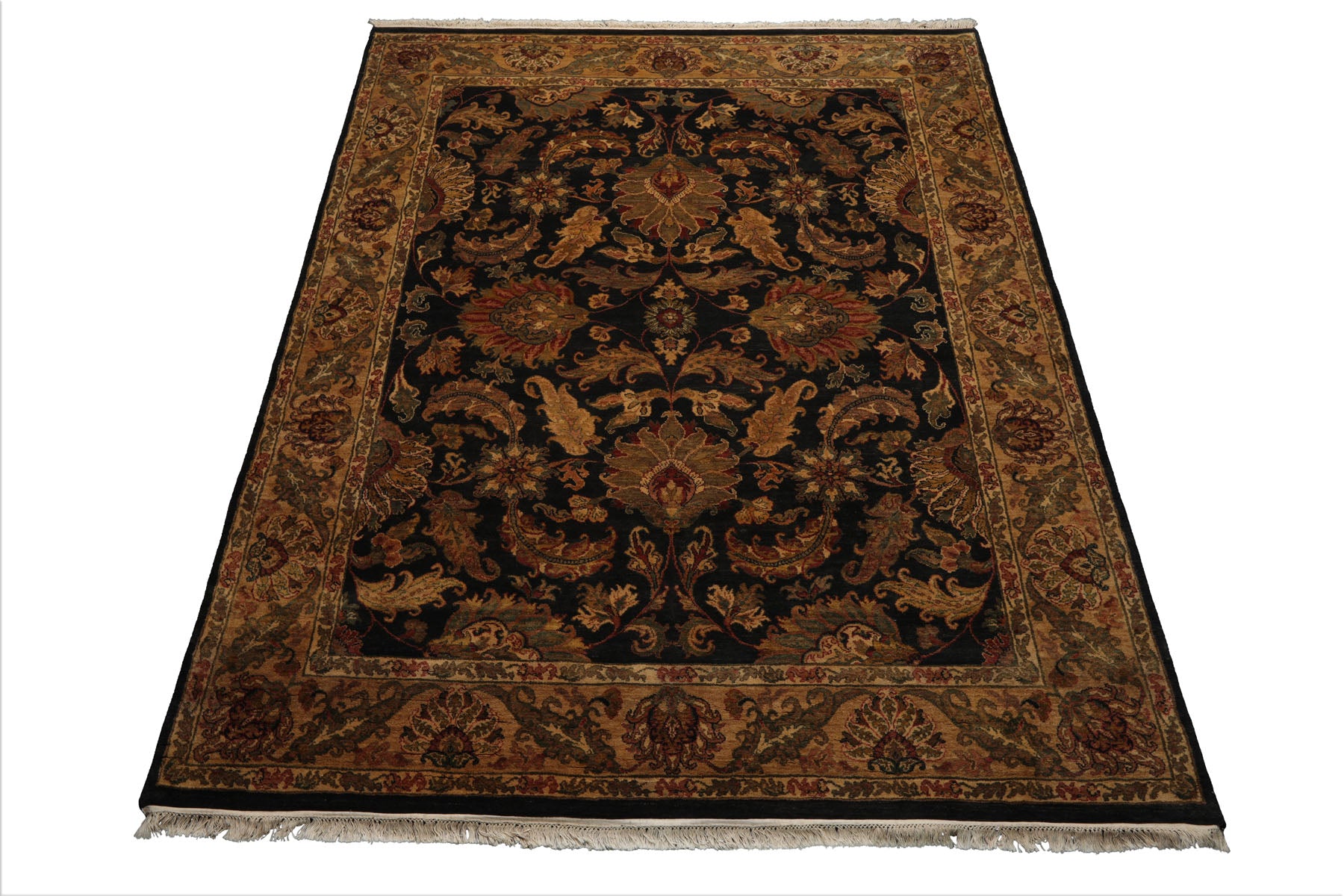8x10 Charcoal, Gold, Rust Color Hand Knotted Agra Wool Traditional  Oriental Rug