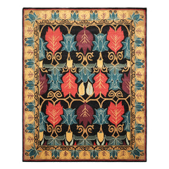 Multi Size Charcoal Gold Eggplant Color Hand Tufted  Wool Transitional Oriental Rug