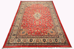 9x13 Rose, Ivory, Blush Color Hand Knotted Mahal Wool Traditional Oriental Rug