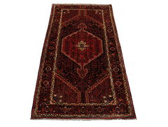 5x10 Rust, Ivory, Charcoal Color Hand Knotted Malayer Wool Traditional Oriental Rug